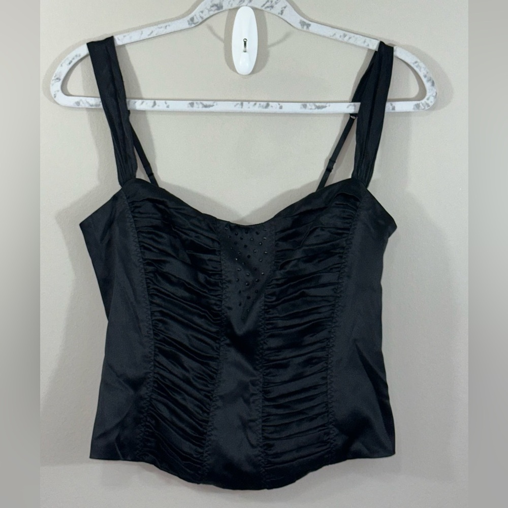 Bebe Elegant Black Ruched Tank Top
